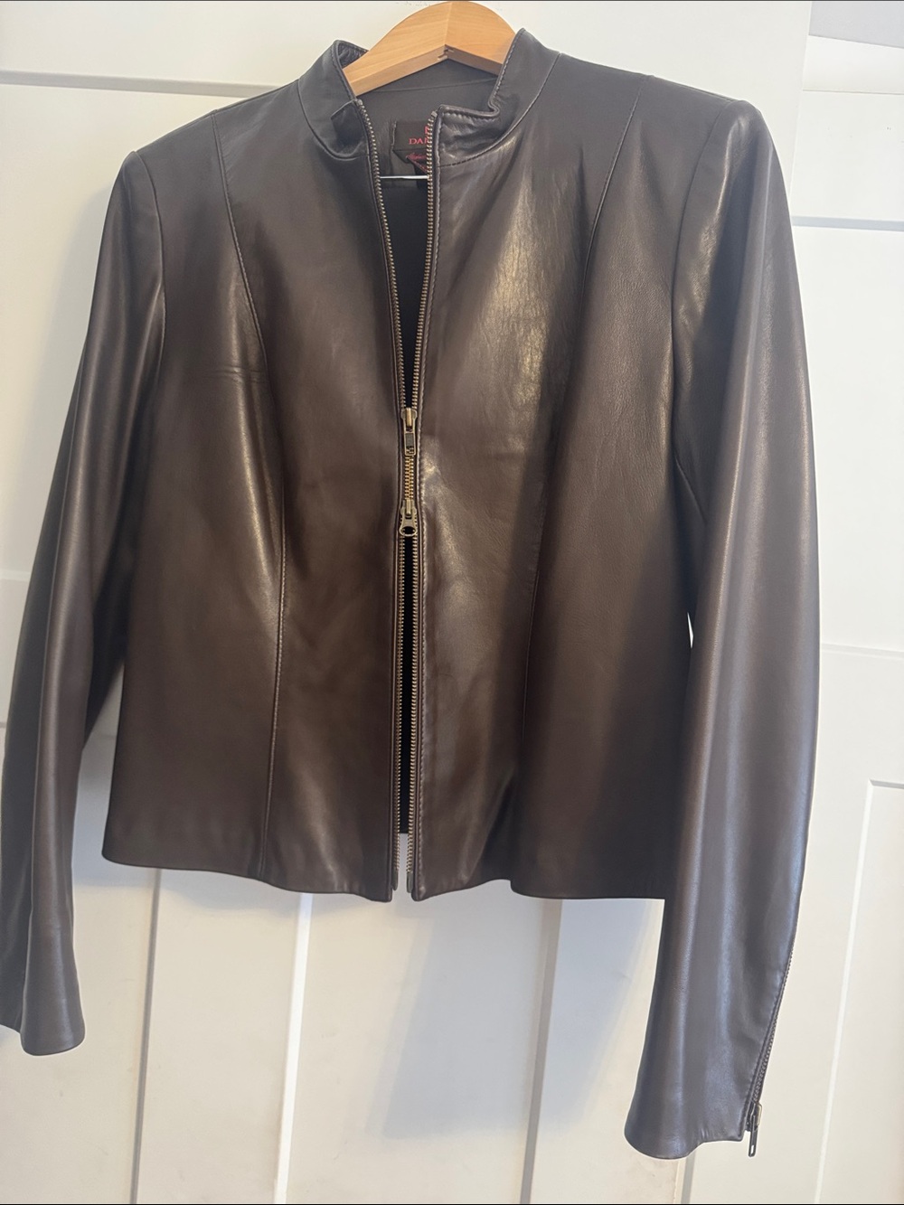 Danier Leather Zip-Front Jacket - Dark Brown